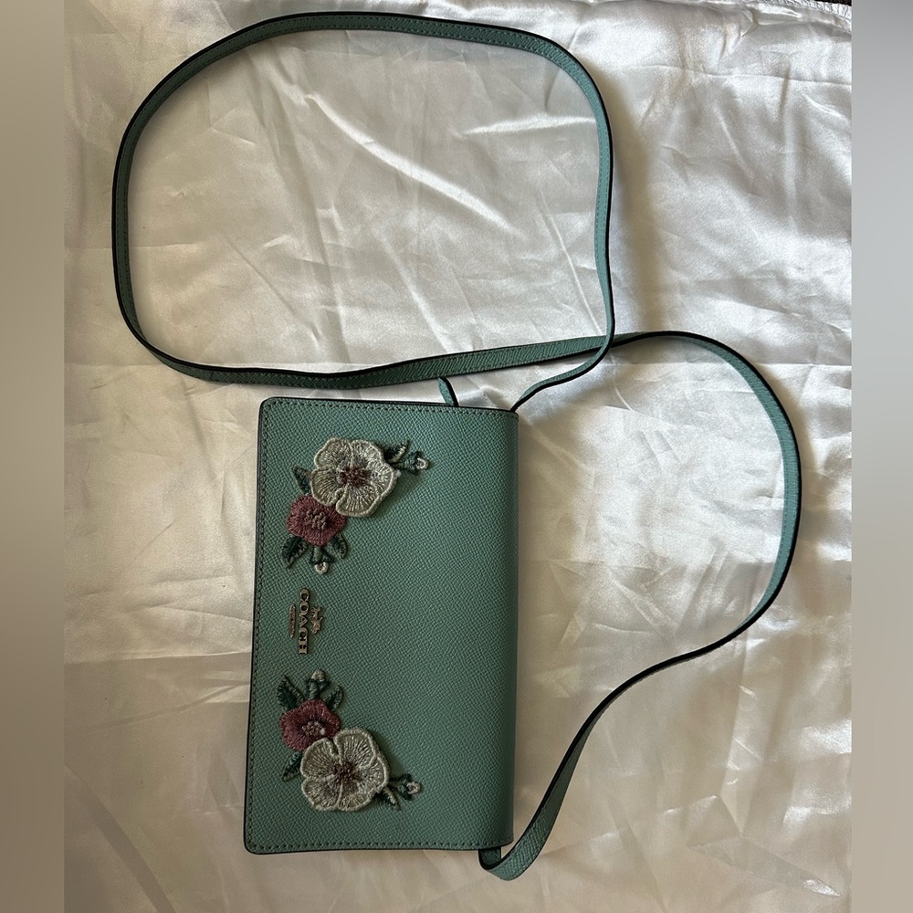 Foldover Clutch Crossbody With Embroidered Flowers